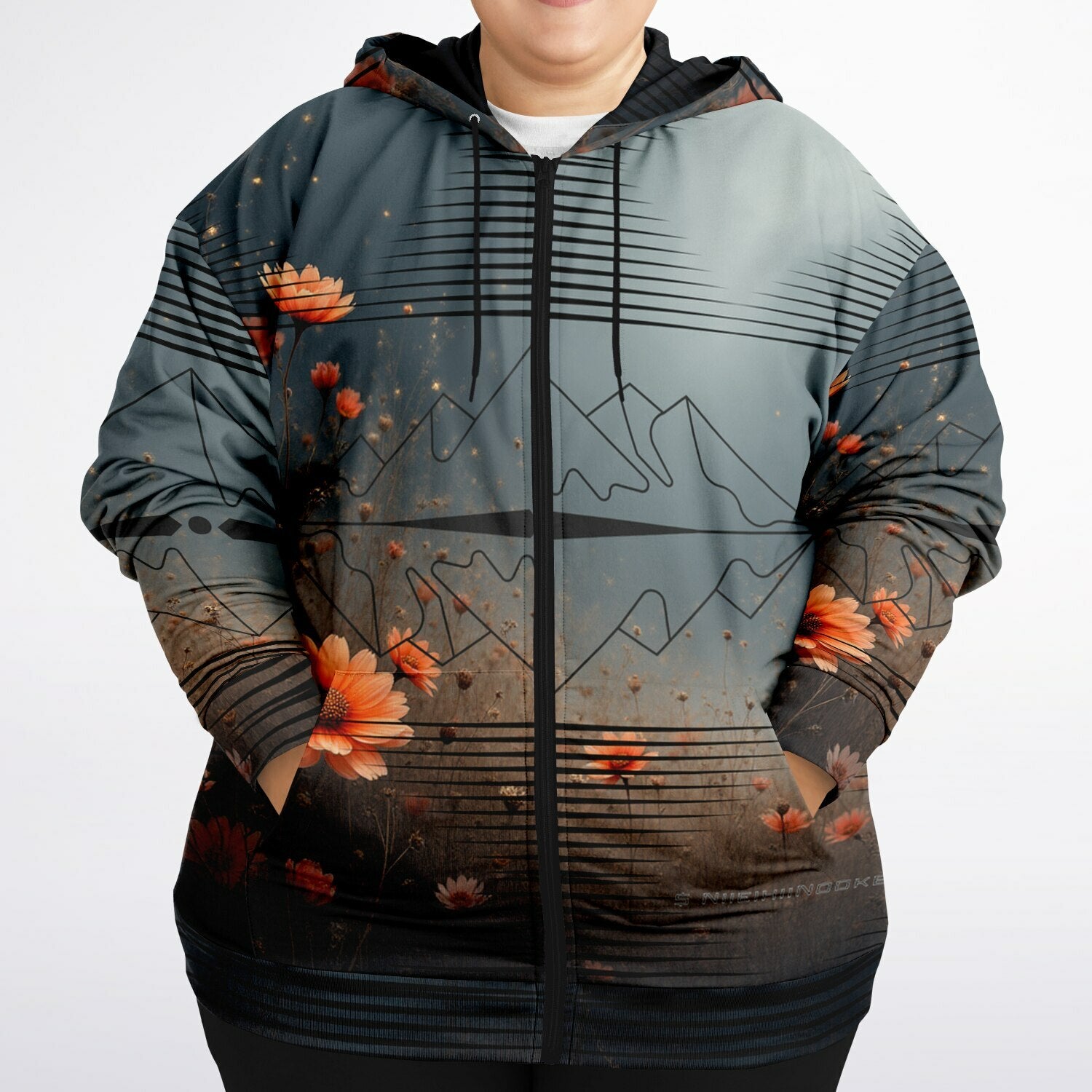 $NiieihiiNookei  Plus-size Ziphoodie - AOP