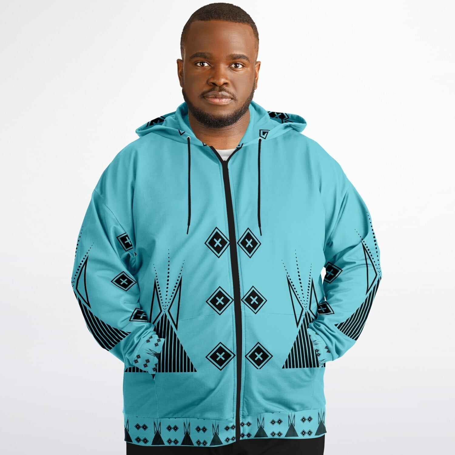 $NiieihiiNookei Fashion Plus-size Ziphoodie - AOP
