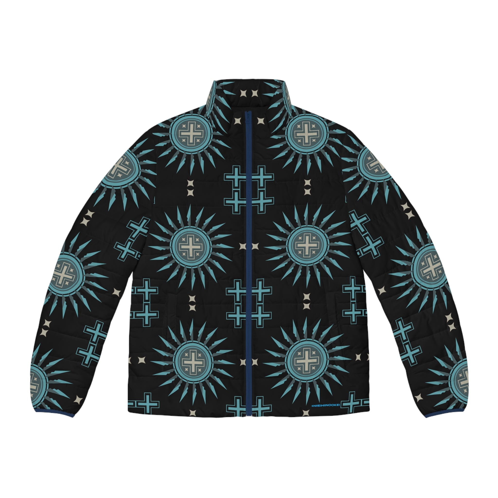 $NiieihiiNookei Men's Puffer Jacket — Geometric All-Over Print