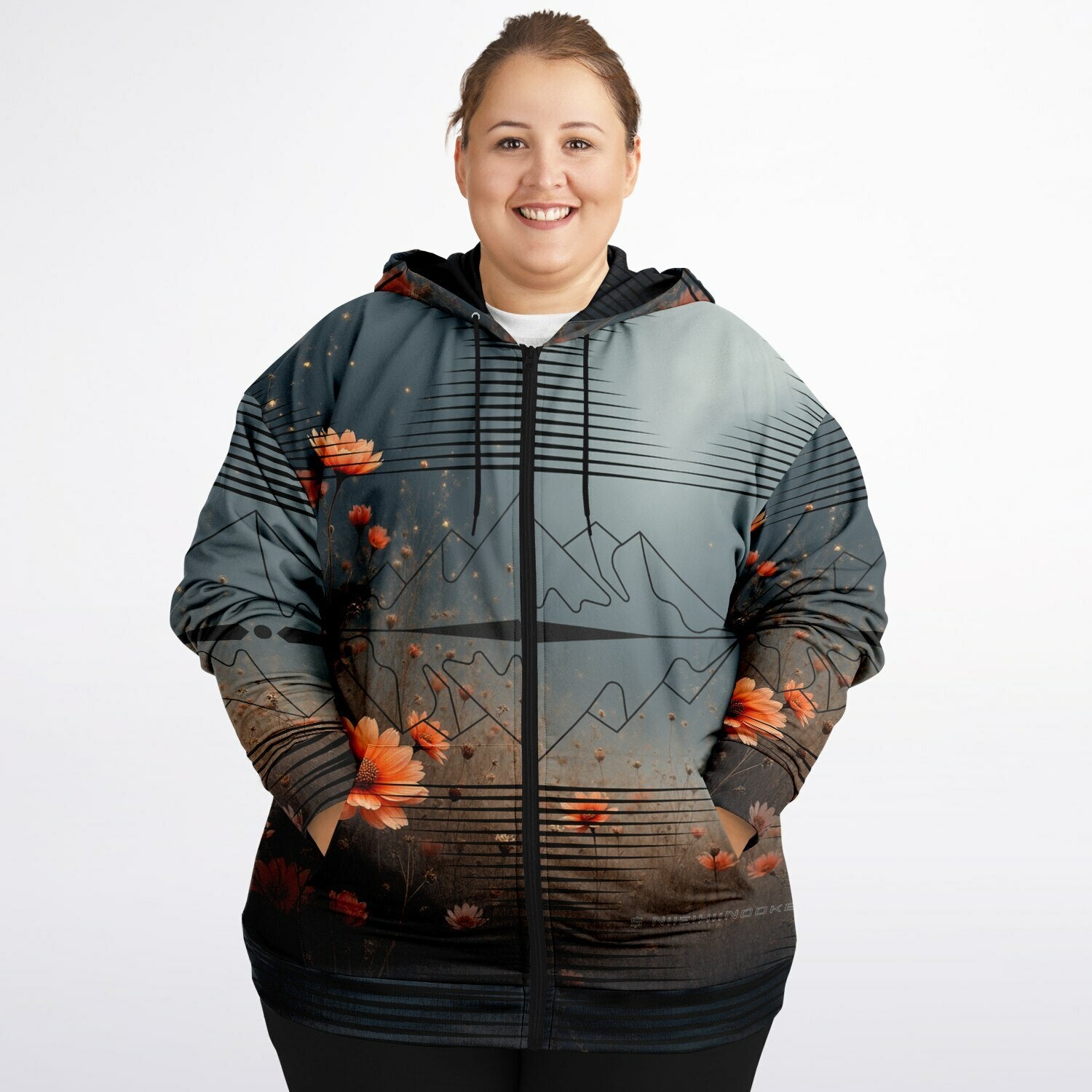 $NiieihiiNookei  Plus-size Ziphoodie - AOP
