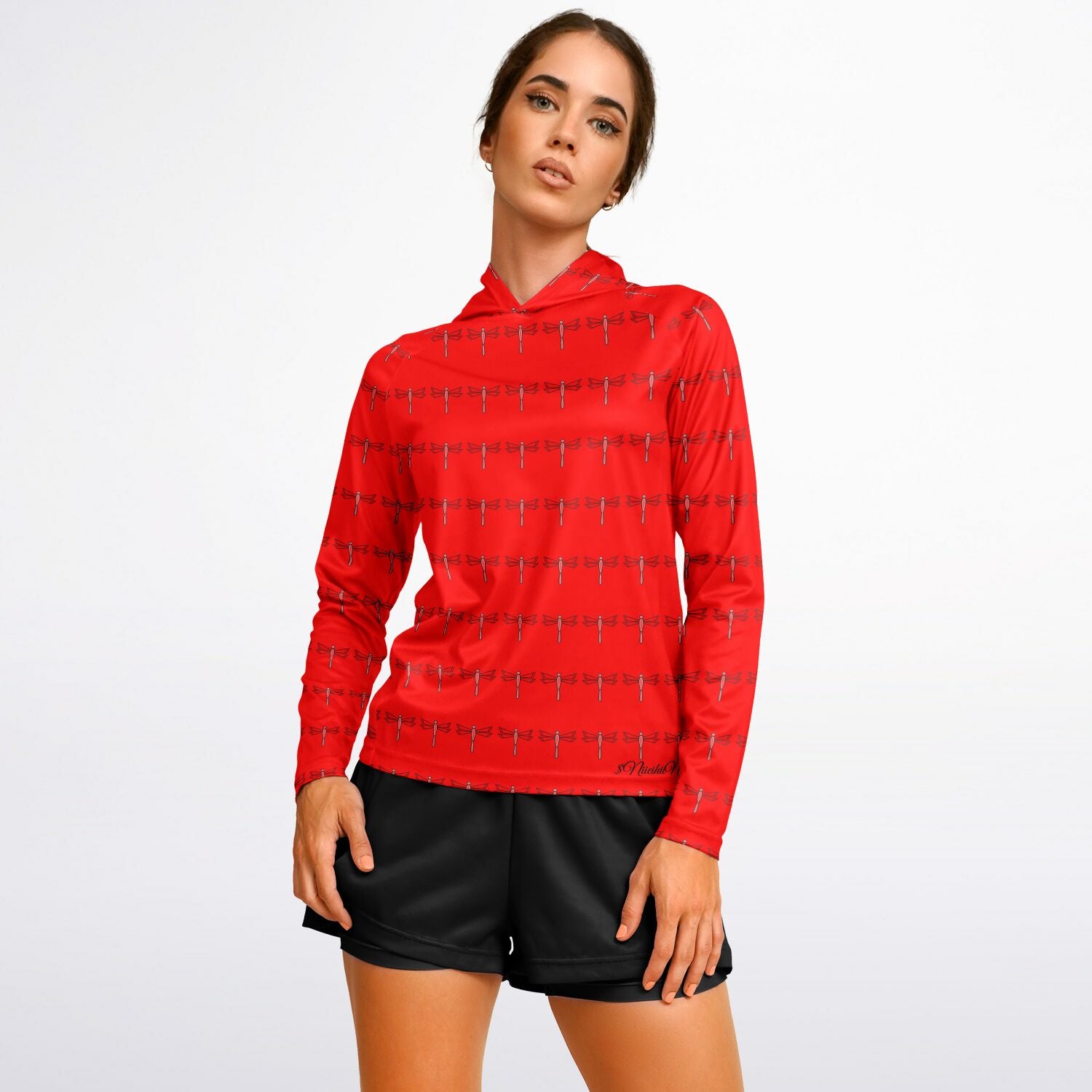 $NiieihiiNookei Women's Long Sleeve Hooded Performance Shirt - AOP