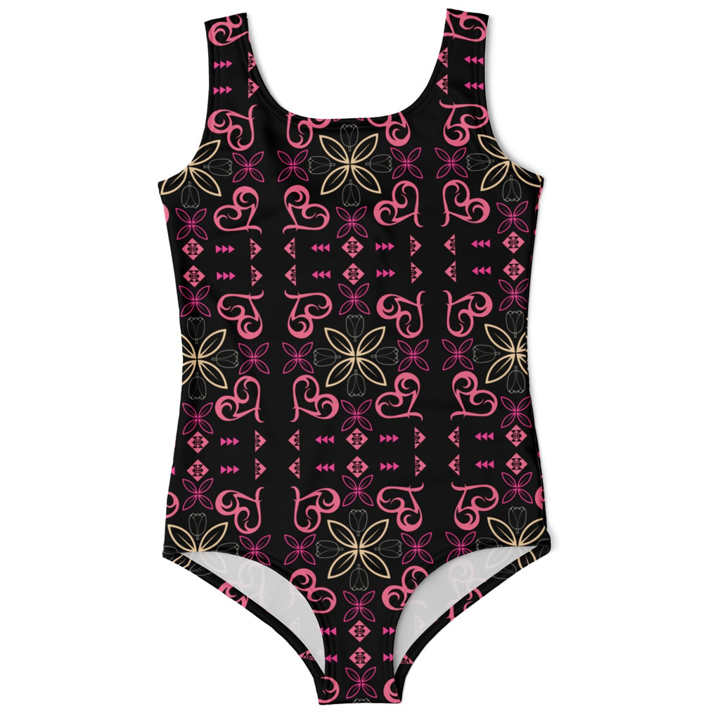 FLOWERS & HEARTZ Kids One-Piece Swimsuit - AOP