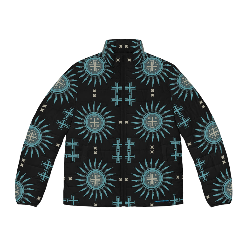 $NiieihiiNookei Men's Puffer Jacket — Geometric All-Over Print