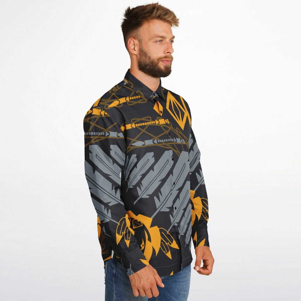 $NiieihiiNookei Long Sleeve Button Down Shirt - AOP