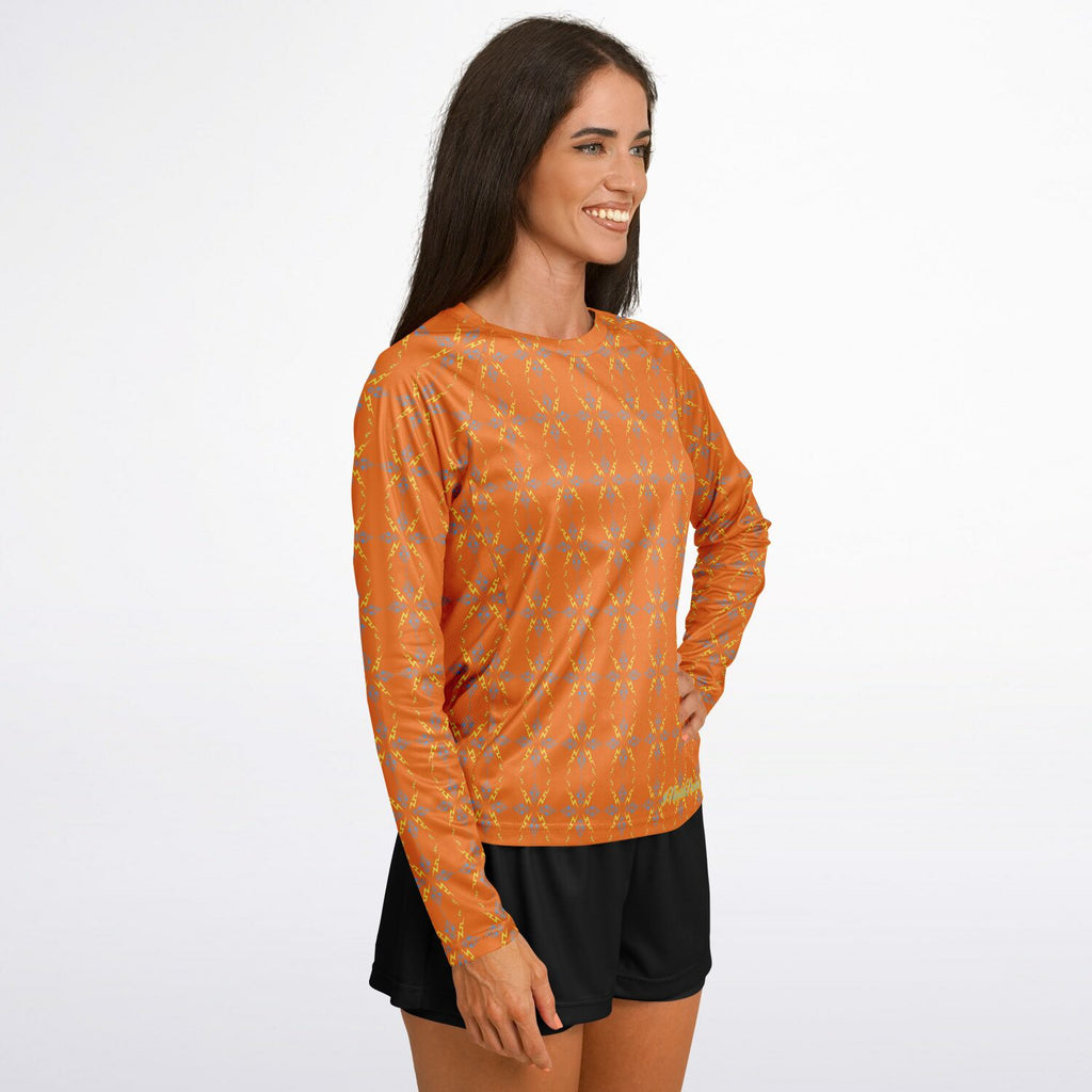 Women's Long Sleeve Performance Shirt - AOP Orange