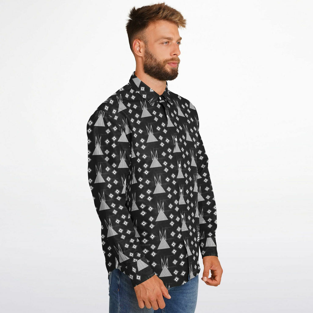 $NiieihiiNookei Long Sleeve Button Down Shirt - AOP