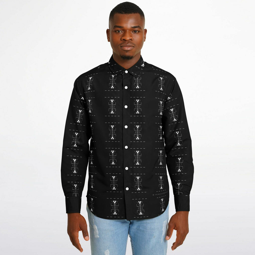 $NiieihiiNookei Long Sleeve Button Down Shirt - AOP