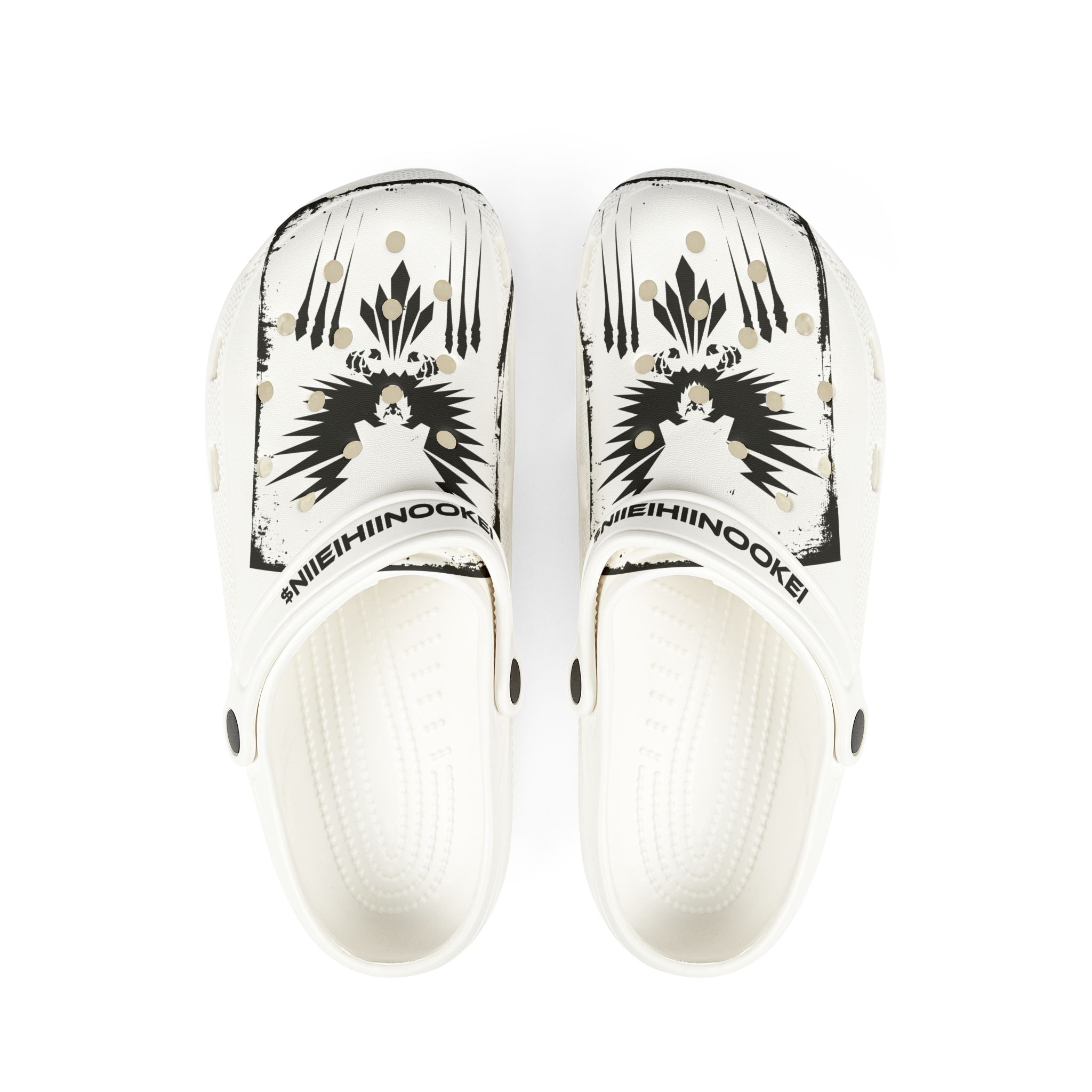 $NiieihiiNookei EVA Foam Clogs — Black Ink Splash Design