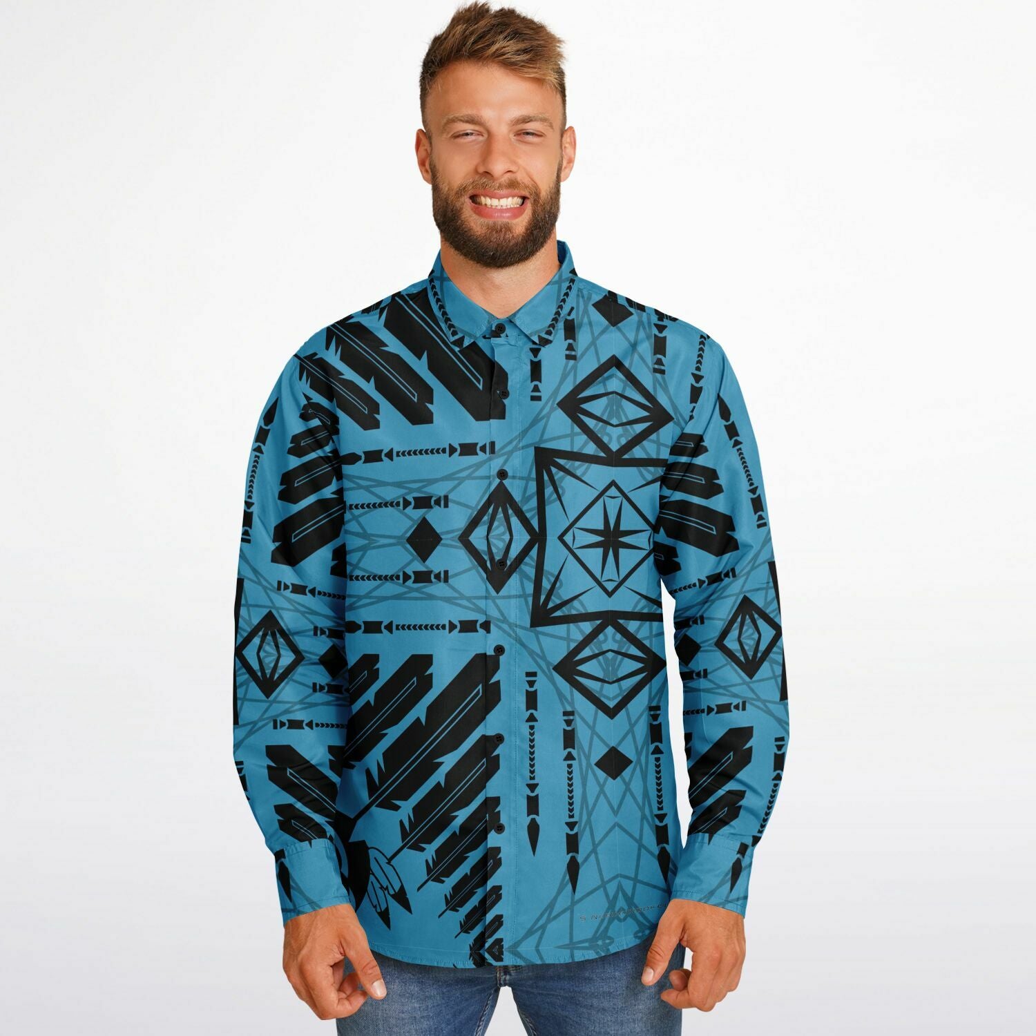 $NiieihiiNookei Long Sleeve Button Down Shirt - AOP