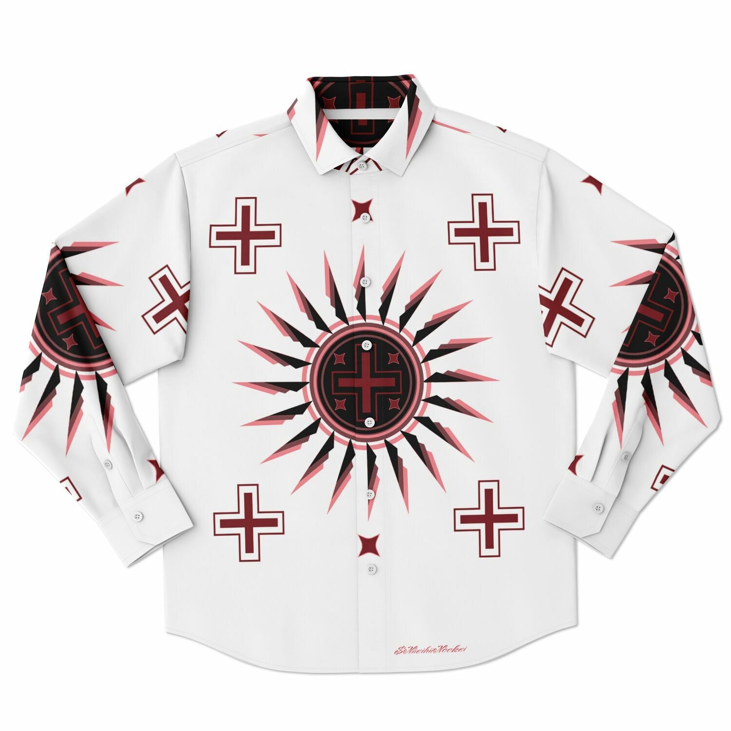 $NiieihiiNookei Long Sleeve Button Down Shirt - AOP