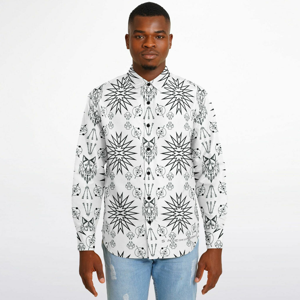 $NiieihiiNookei Long Sleeve Button Down Shirt - AOP