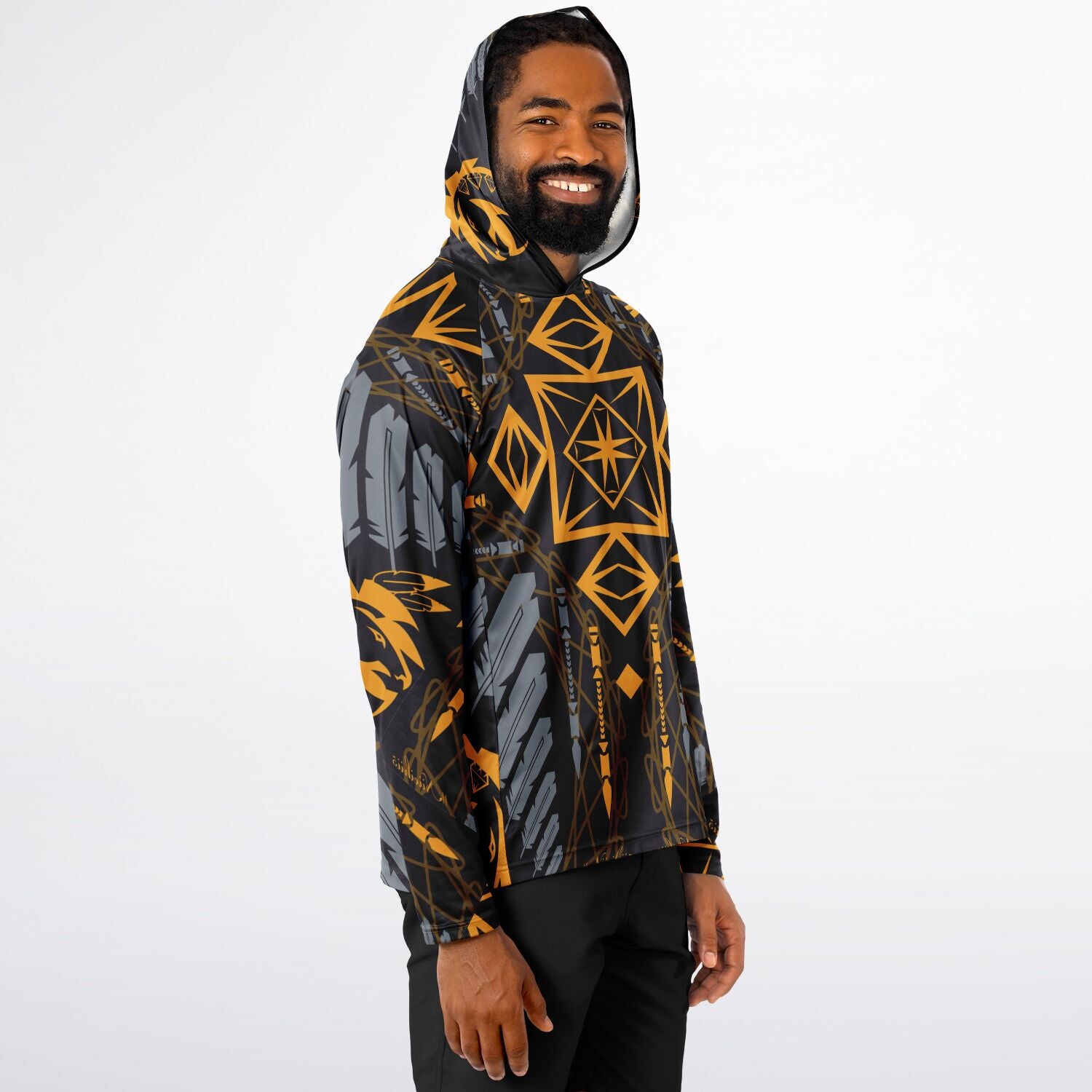 $NiieihiiNookei Long Sleeve Hooded Performance Shirt - AOP