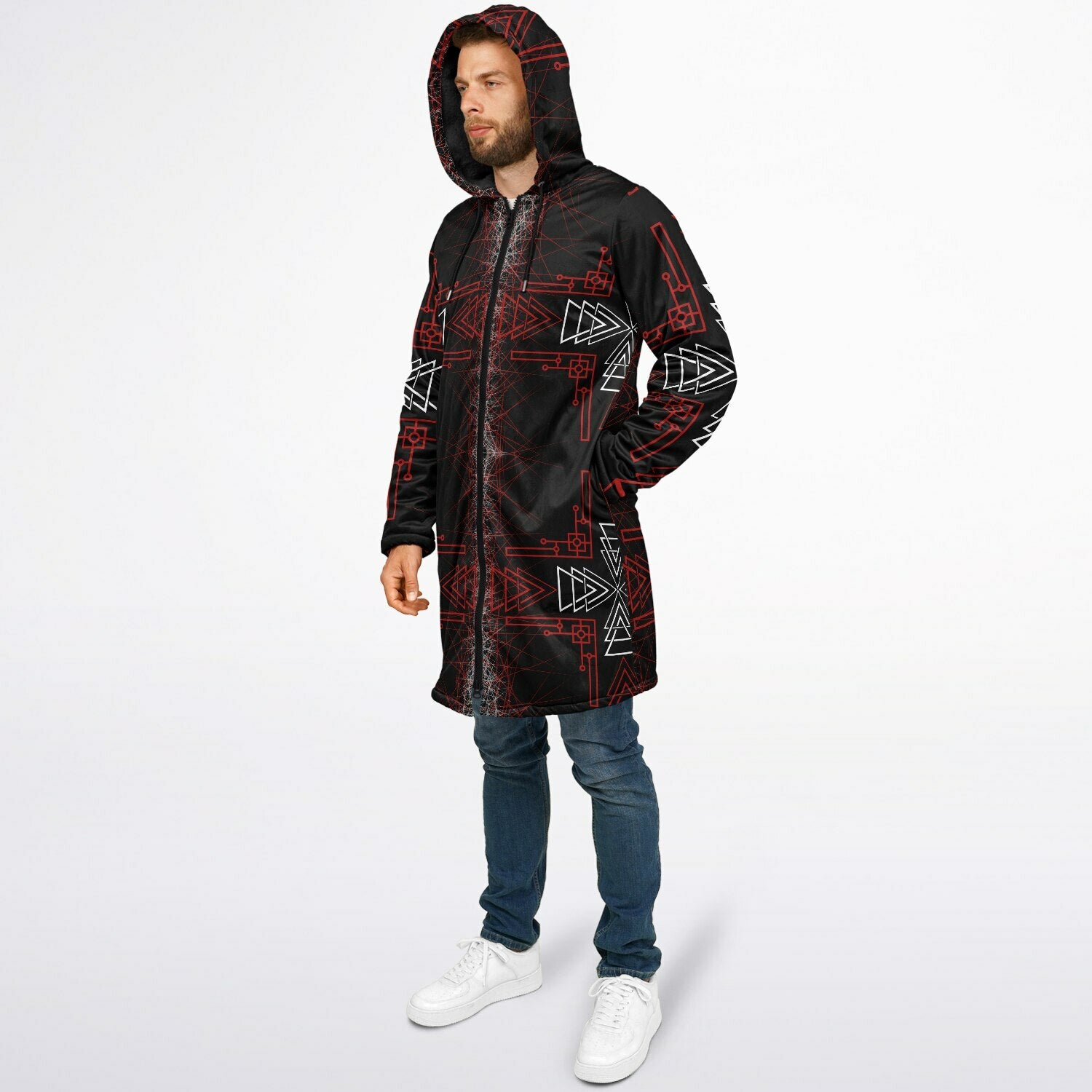 $NiieihiiNookei Microfleece Lined Zipper Cloak - AOP