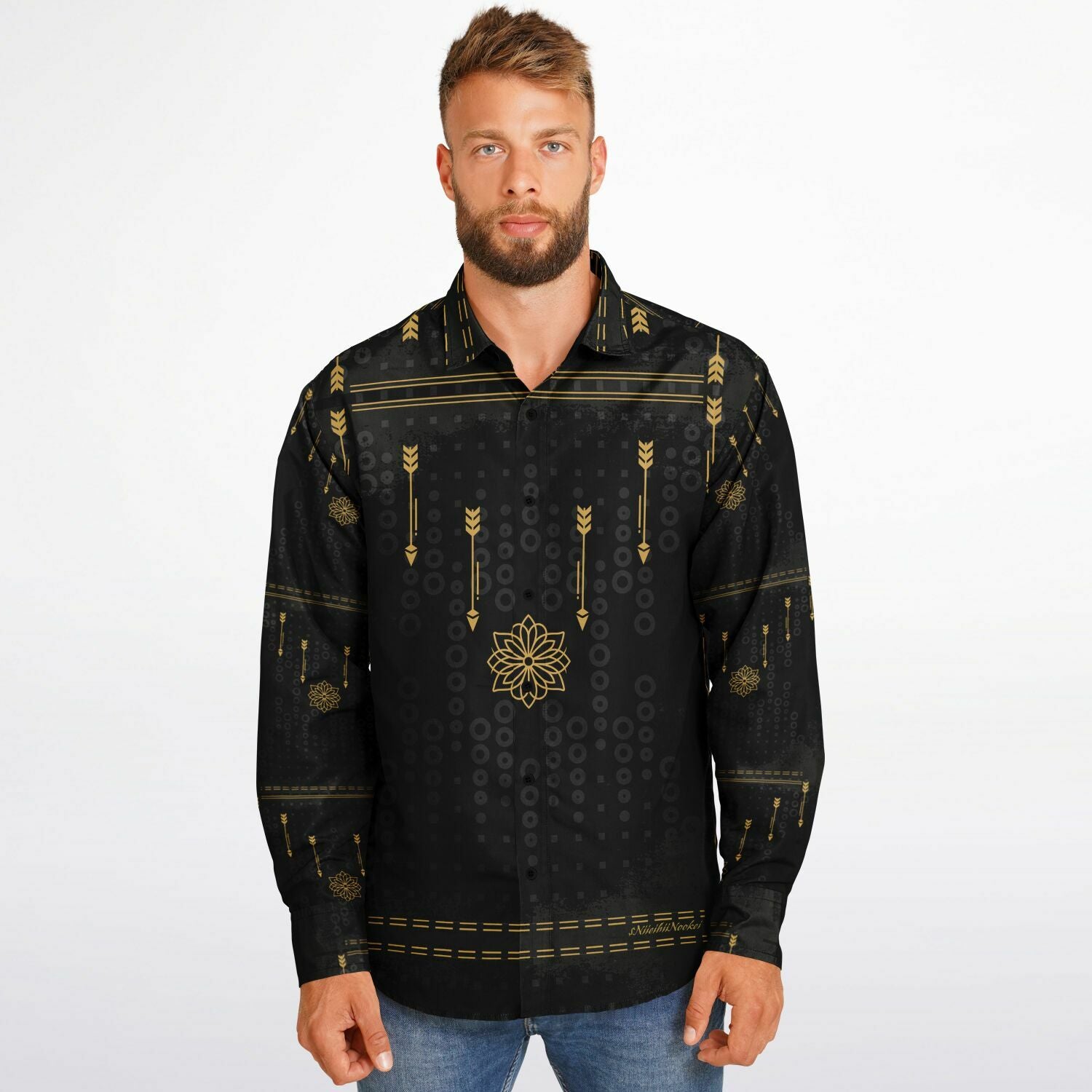 $NiieihiiNookei Long Sleeve Button Down Shirt - AOP