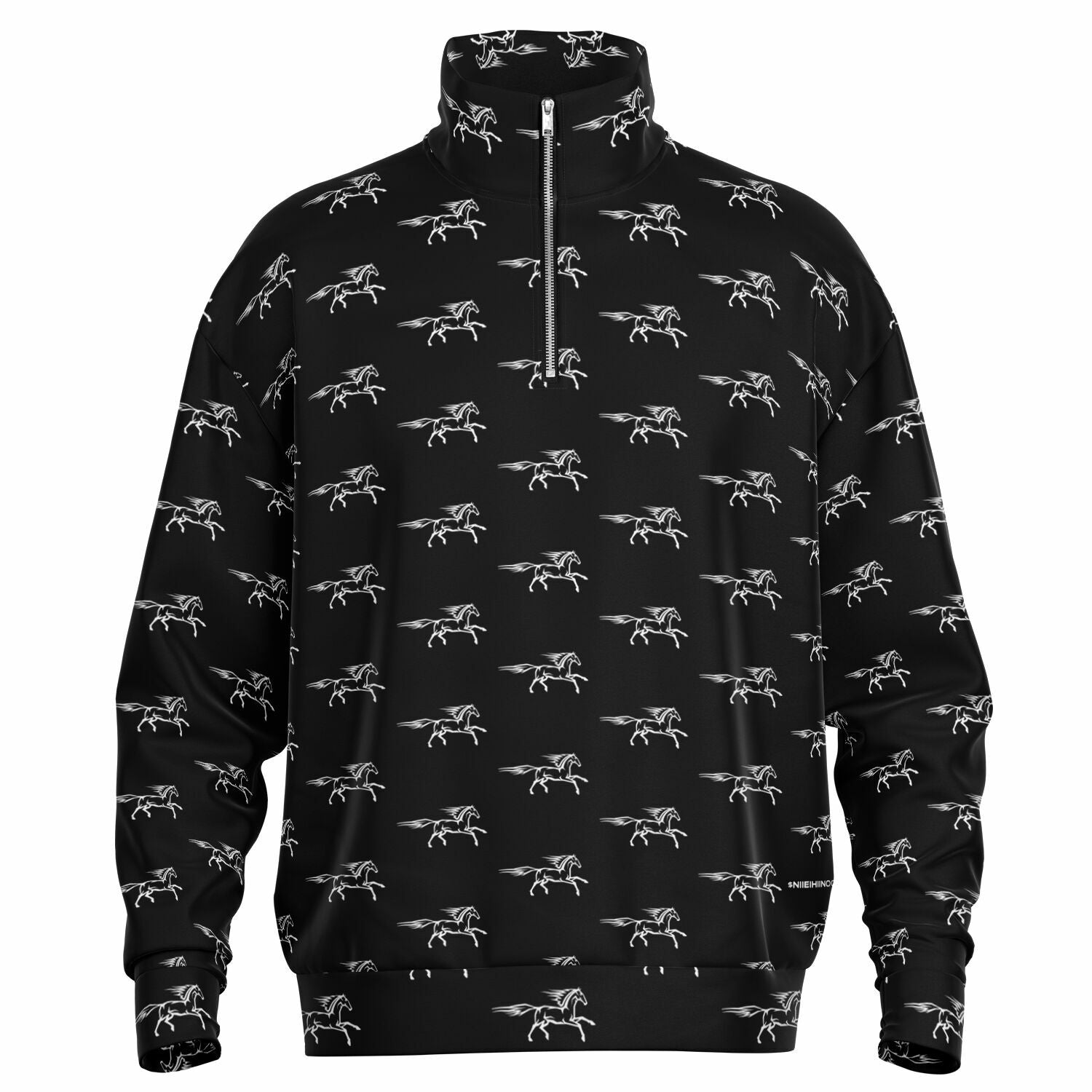 $NiieihiiNookei Heavyweight Oversized Quarter Zip Sweatshirt - AOP