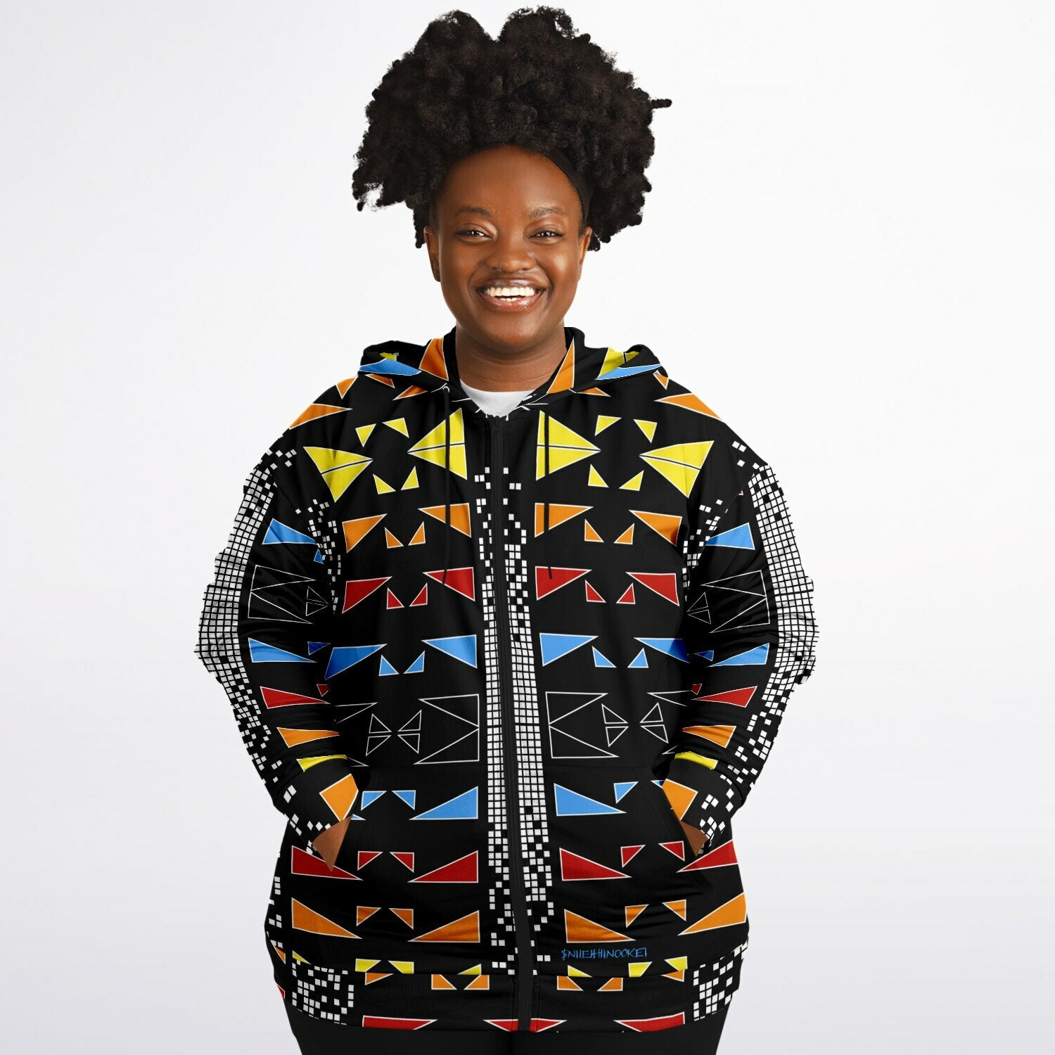 $NiieihiiNookei Fashion Plus-size Ziphoodie - AOP
