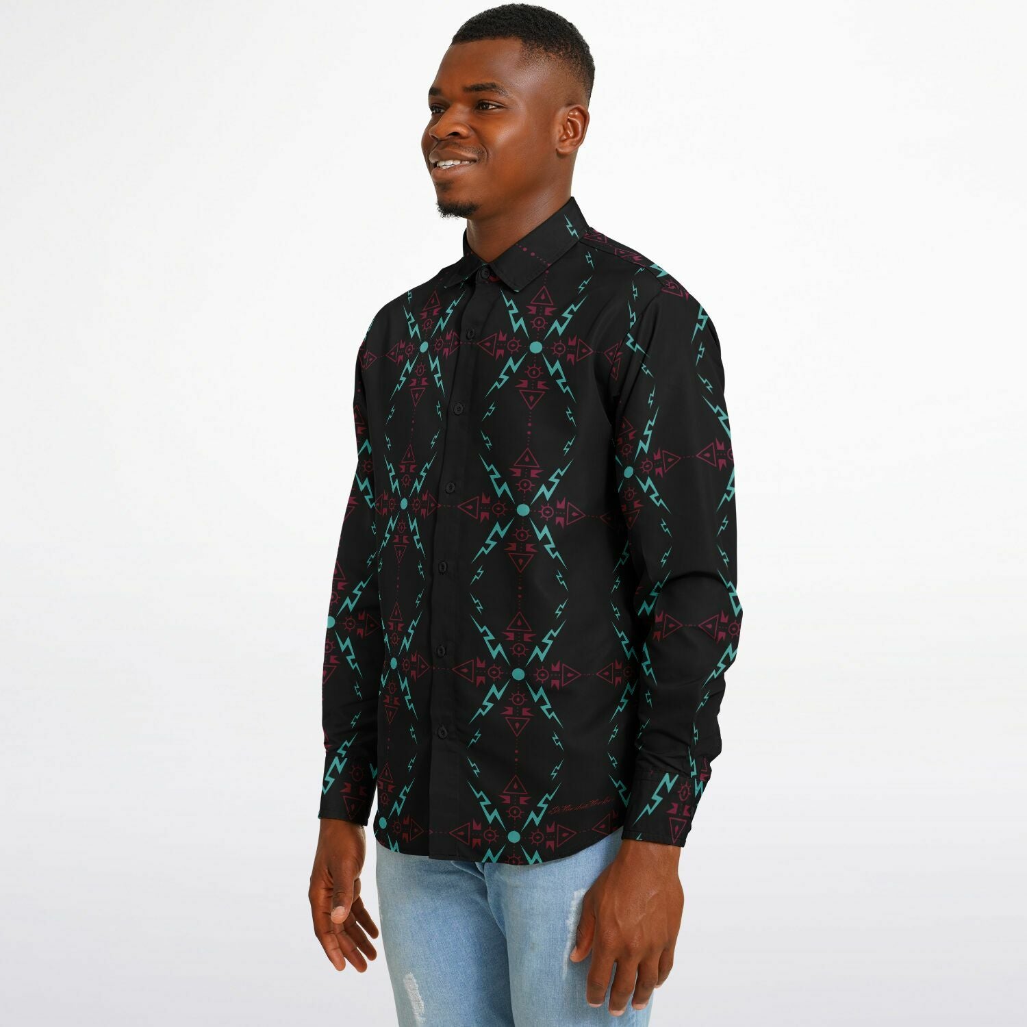 $NiieihiiNookei Long Sleeve Button Down Shirt - AOP