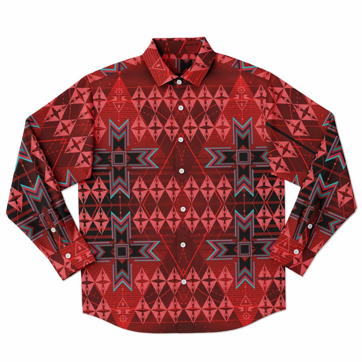 $NiieihiiNookei Long Sleeve Button Down Shirt - AOP