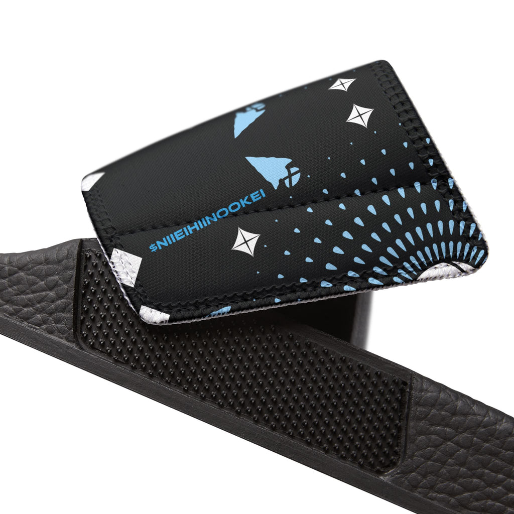 Men's Slide Sandals — Black Geometric Cosmic Pattern, Removable-Strap Pool Slides