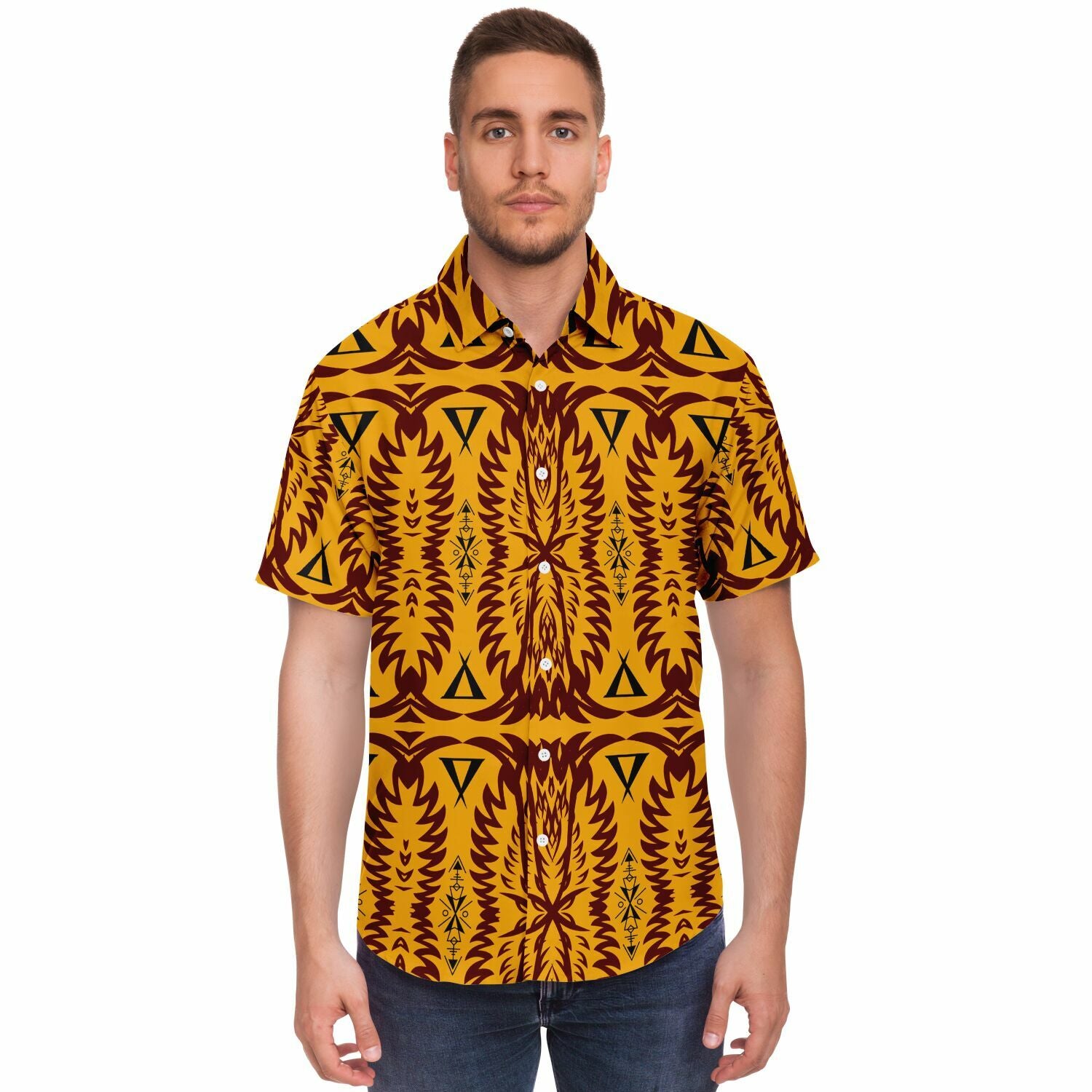 Short Sleeve Button Down Shirt - AOP