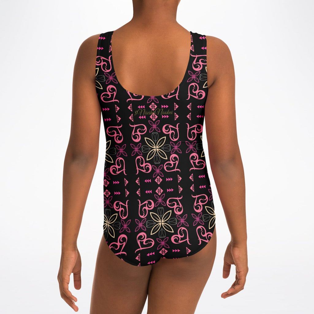 FLOWERS & HEARTZ Kids One-Piece Swimsuit - AOP