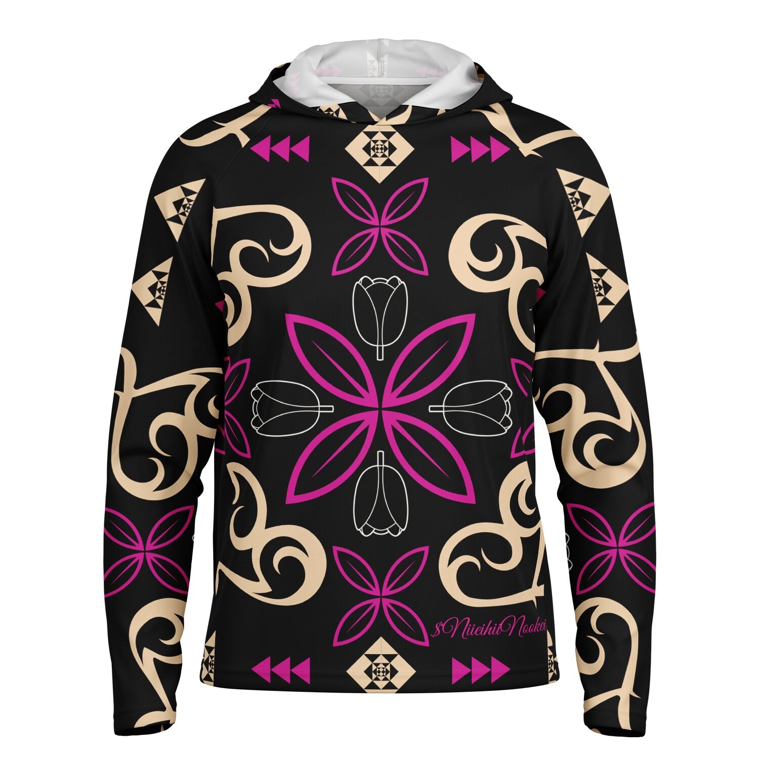 $NiieihiiNookei Men's Long Sleeve Hooded Performance Shirt - AOP