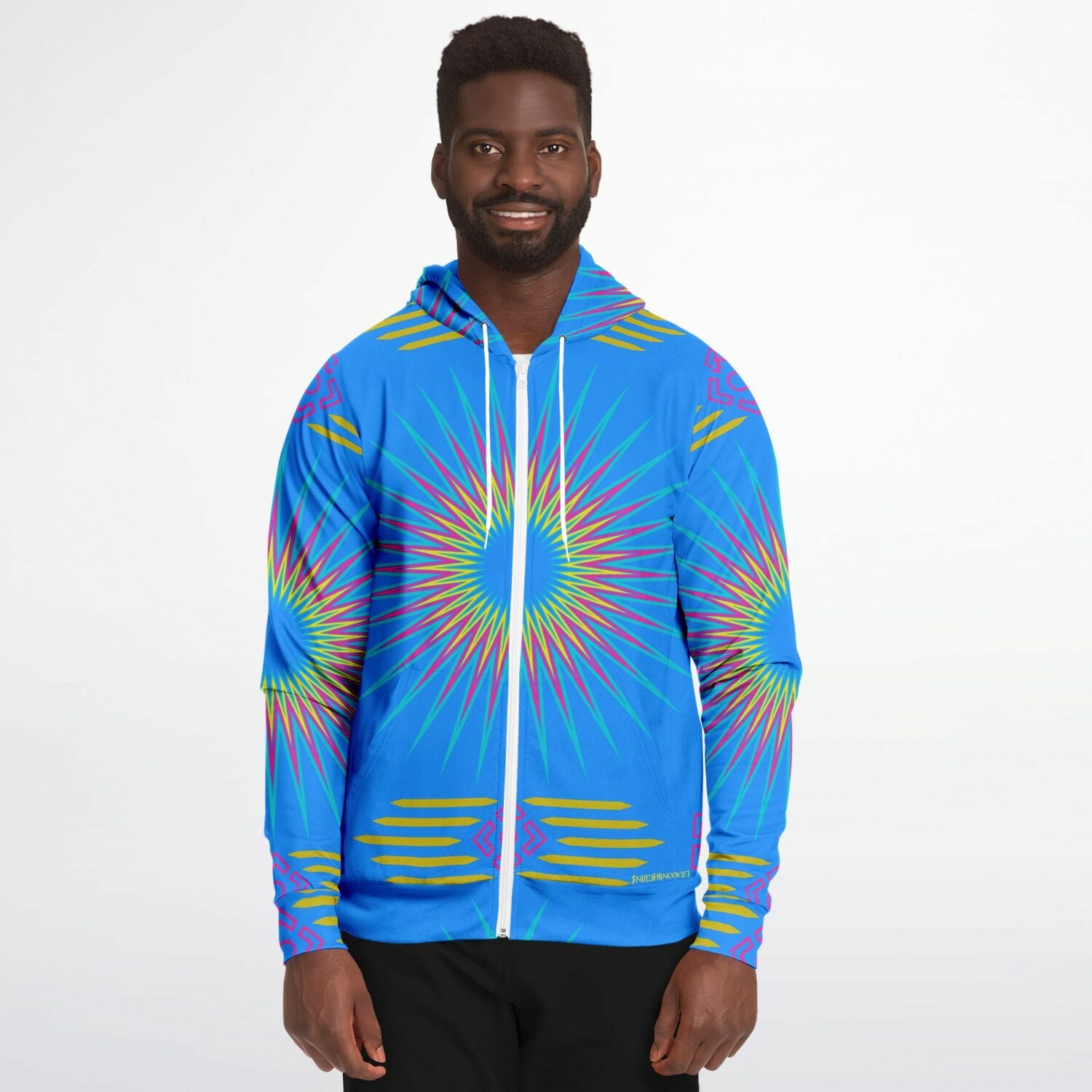 $NiieihiiNookei Fashion Zip-Up Hoodie - AOP Blue