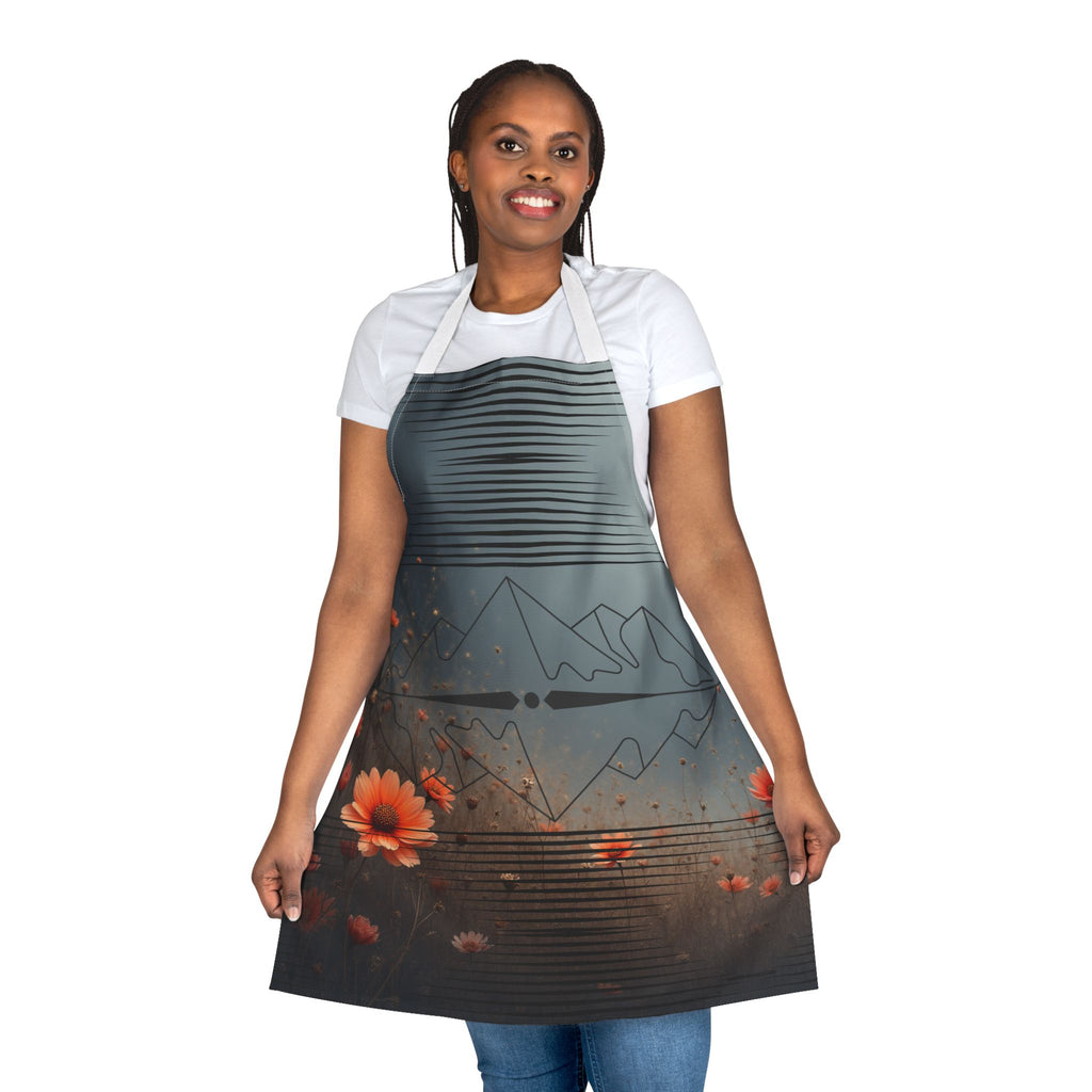Floral Mountain Reflection Apron — Botanical Camping Chef Apron