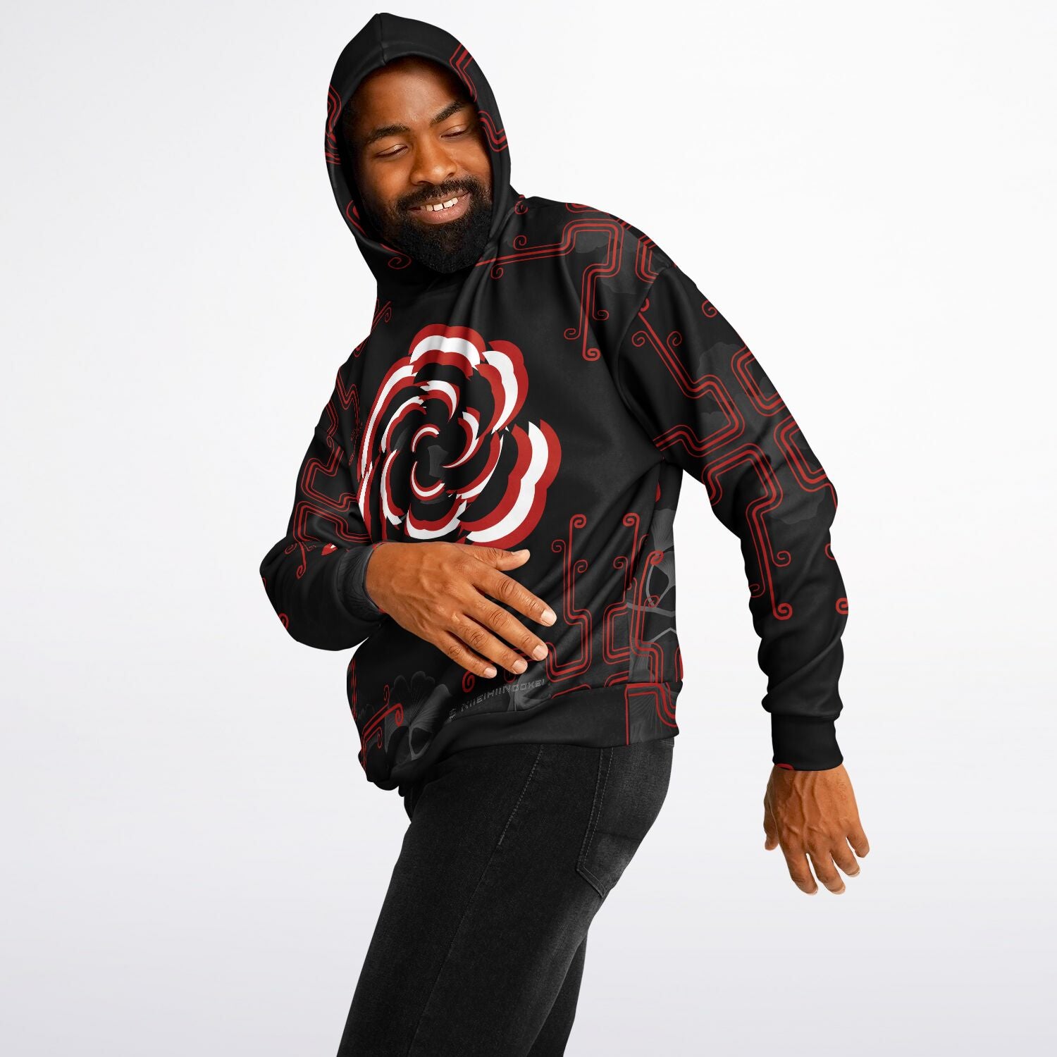 $NiieihiiNookeii Rose Heavyweight Oversized Hoodie - AOP