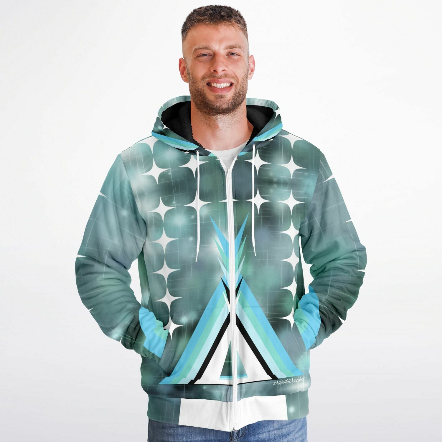 $NiieihiiNookei Microfleece Lined Ziphoodie - AOP