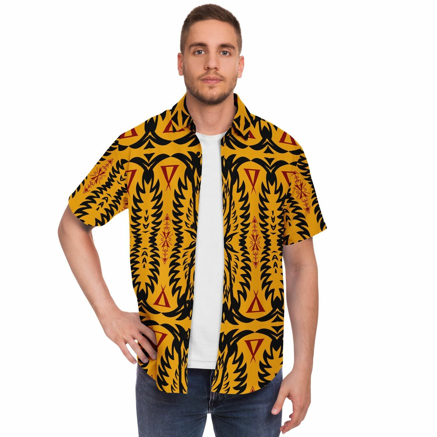 Short Sleeve Button Down Shirt 3- AOP