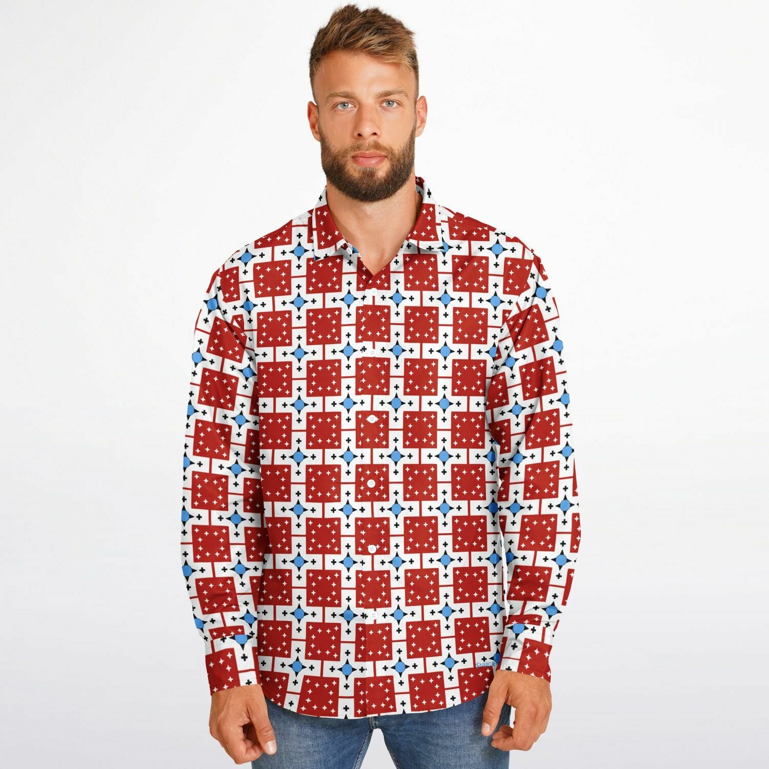 $NiieihiiNookei Long Sleeve Button Down Shirt - AOP