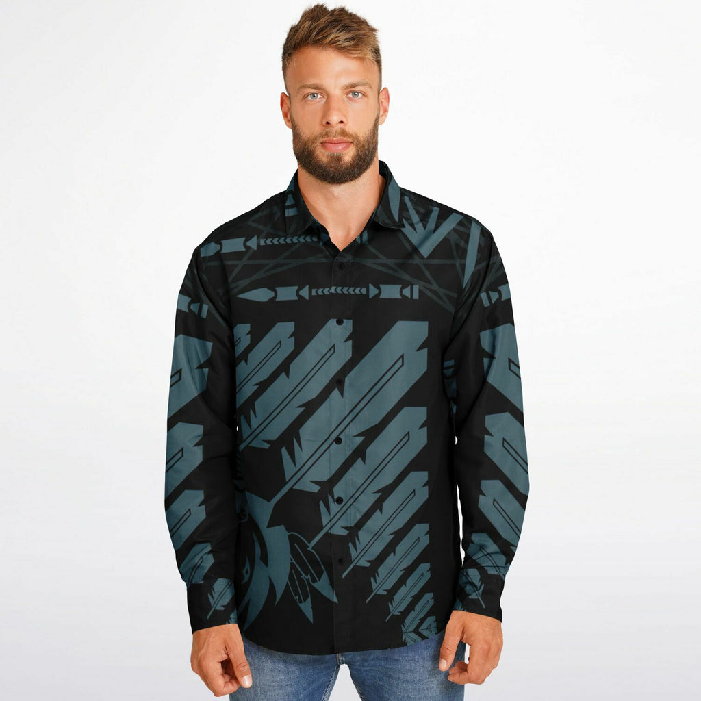$NiieihiiNookei Long Sleeve Button Down Shirt - AOP