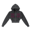 $NiieihiiNookei Vintage Washed Cropped Fleece Hoodie