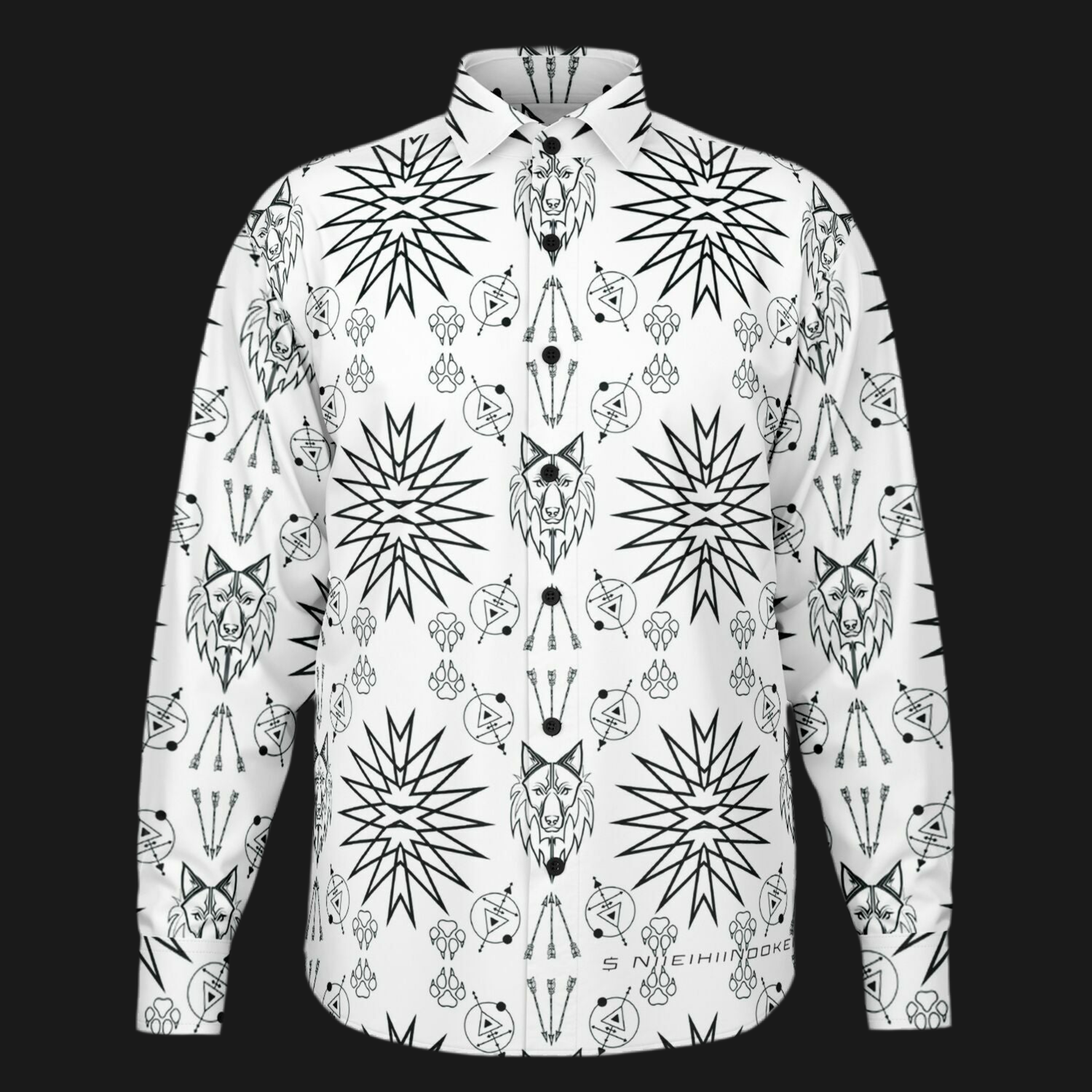 $NiieihiiNookei Long Sleeve Button Down Shirt - AOP