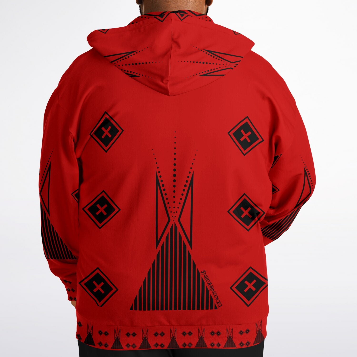 $NiieihiiNookei Fashion Plus-size Ziphoodie - AOP Red