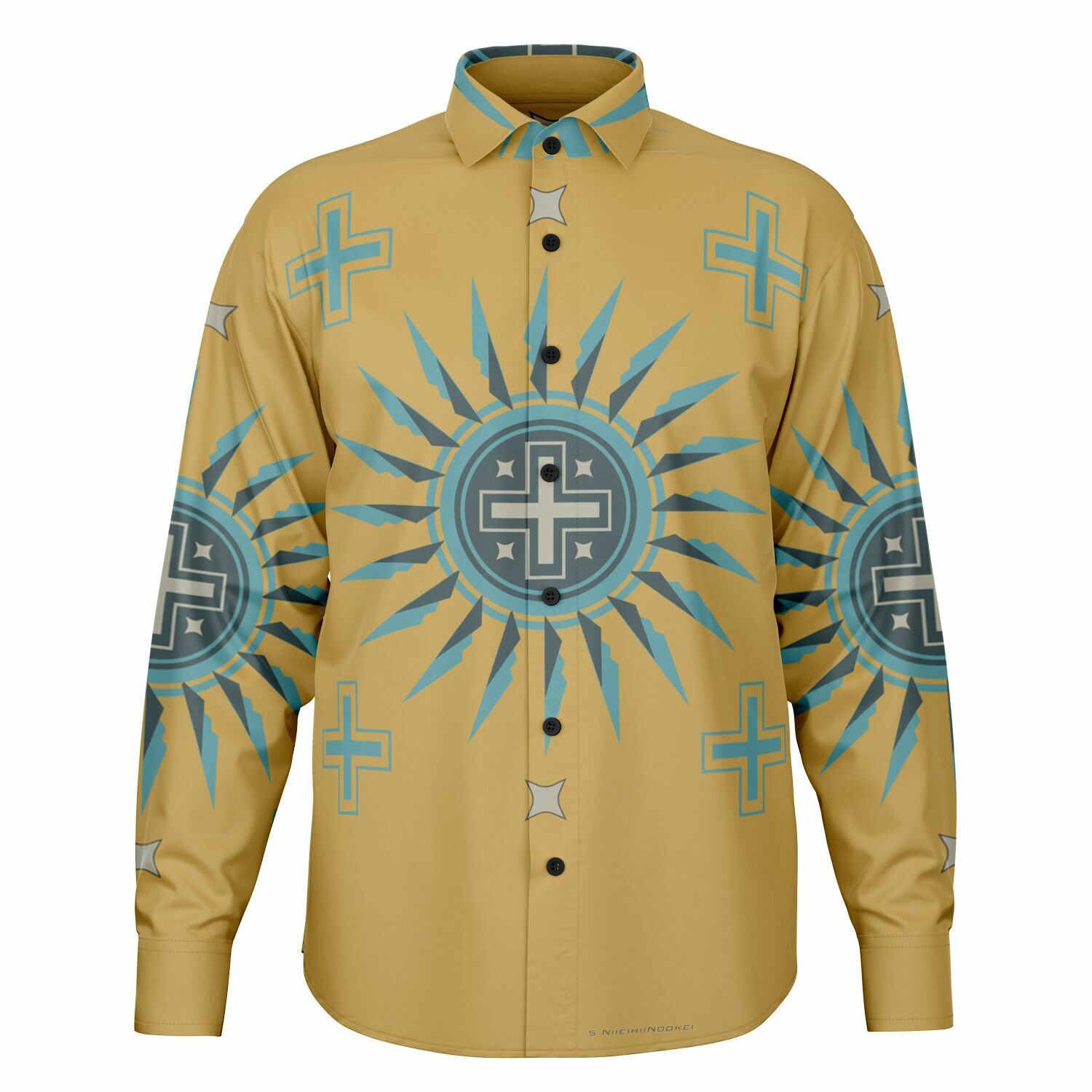 $NiieihiiNookei Long Sleeve Button Down Shirt - AOP