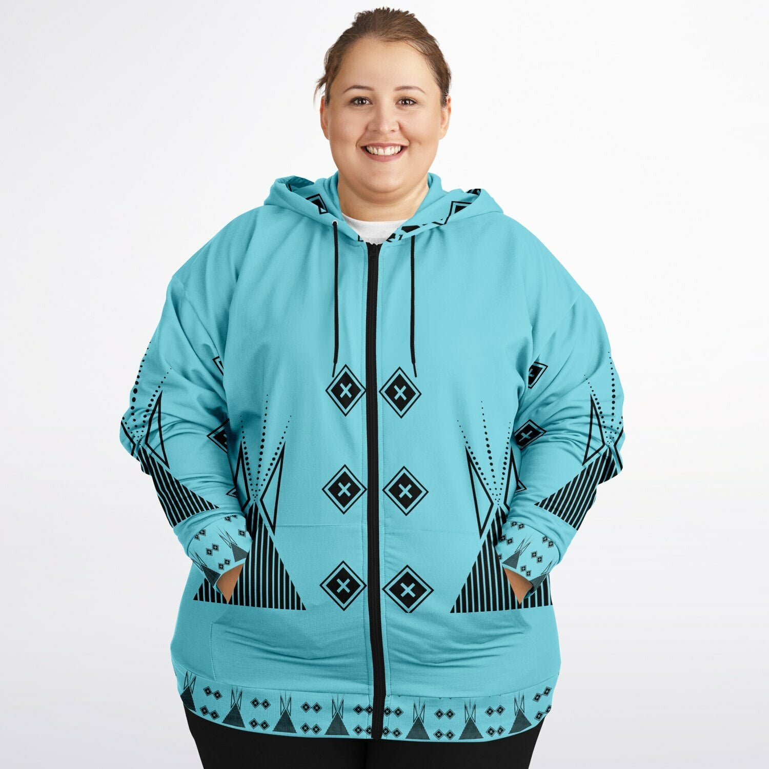 $NiieihiiNookei Fashion Plus-size Ziphoodie - AOP