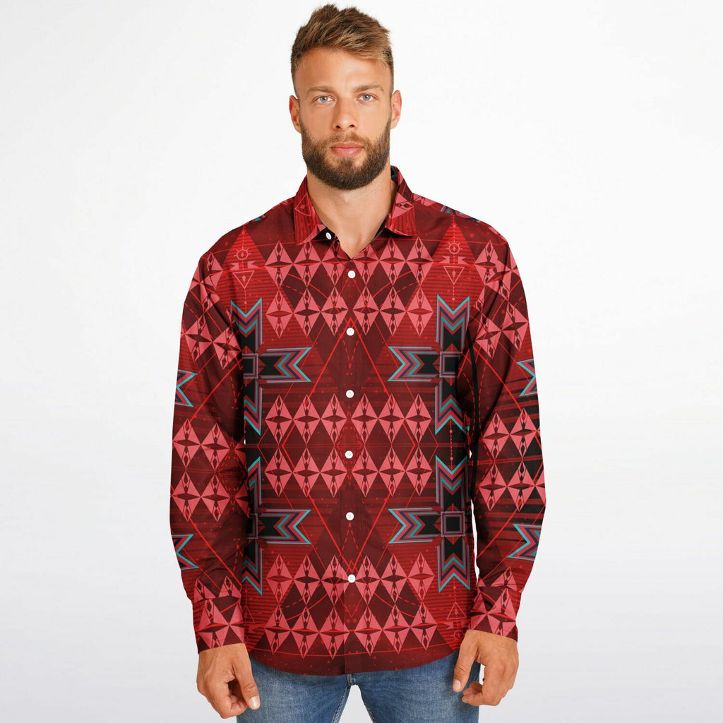 $NiieihiiNookei Long Sleeve Button Down Shirt - AOP