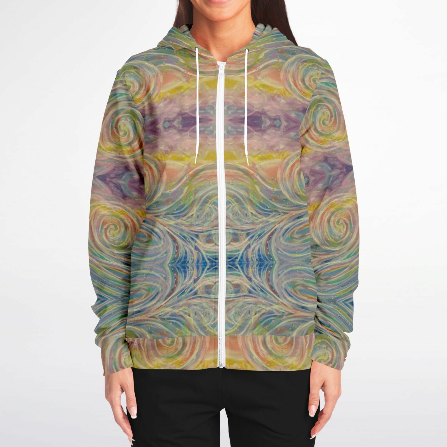 SMW Watercolor Fashion Zip-Up Hoodie - AOP