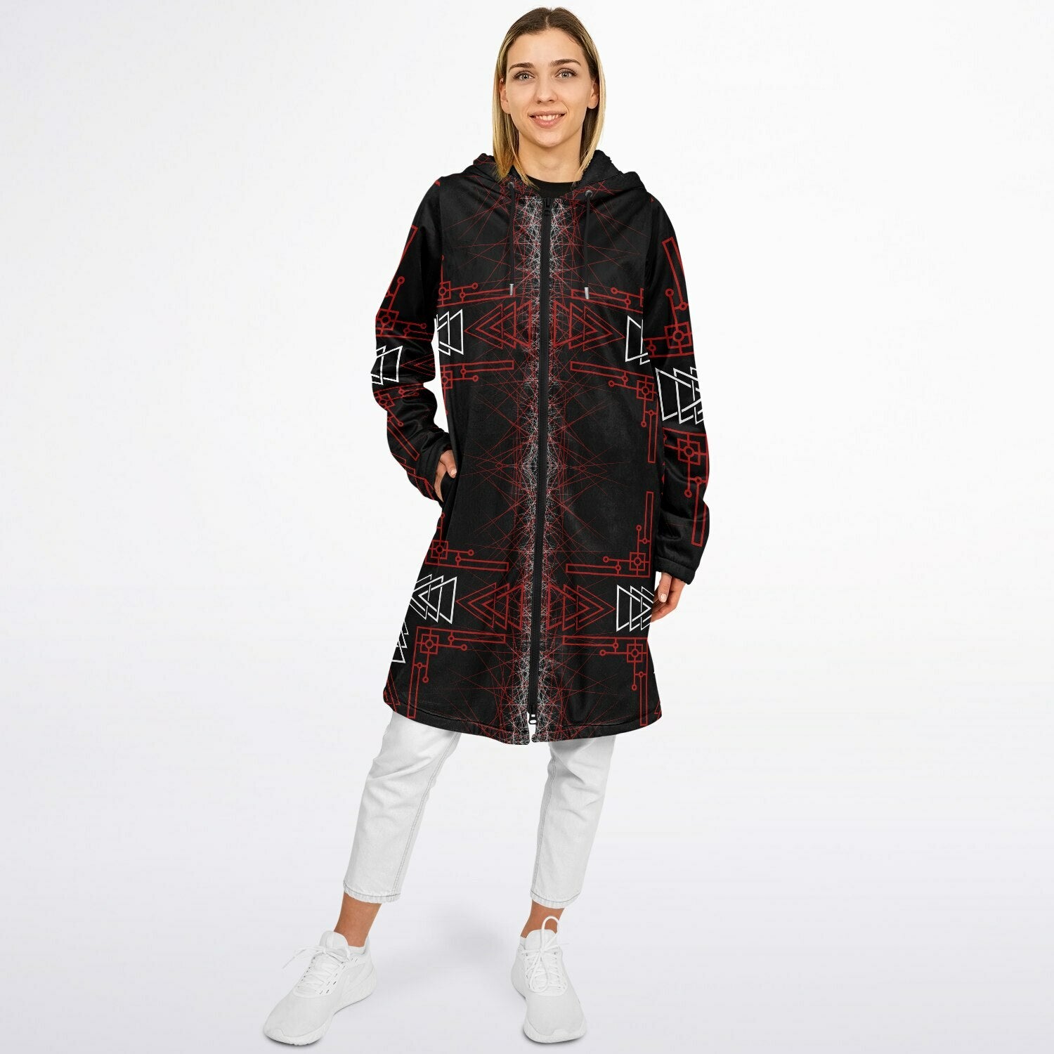 $NiieihiiNookei Microfleece Lined Zipper Cloak - AOP