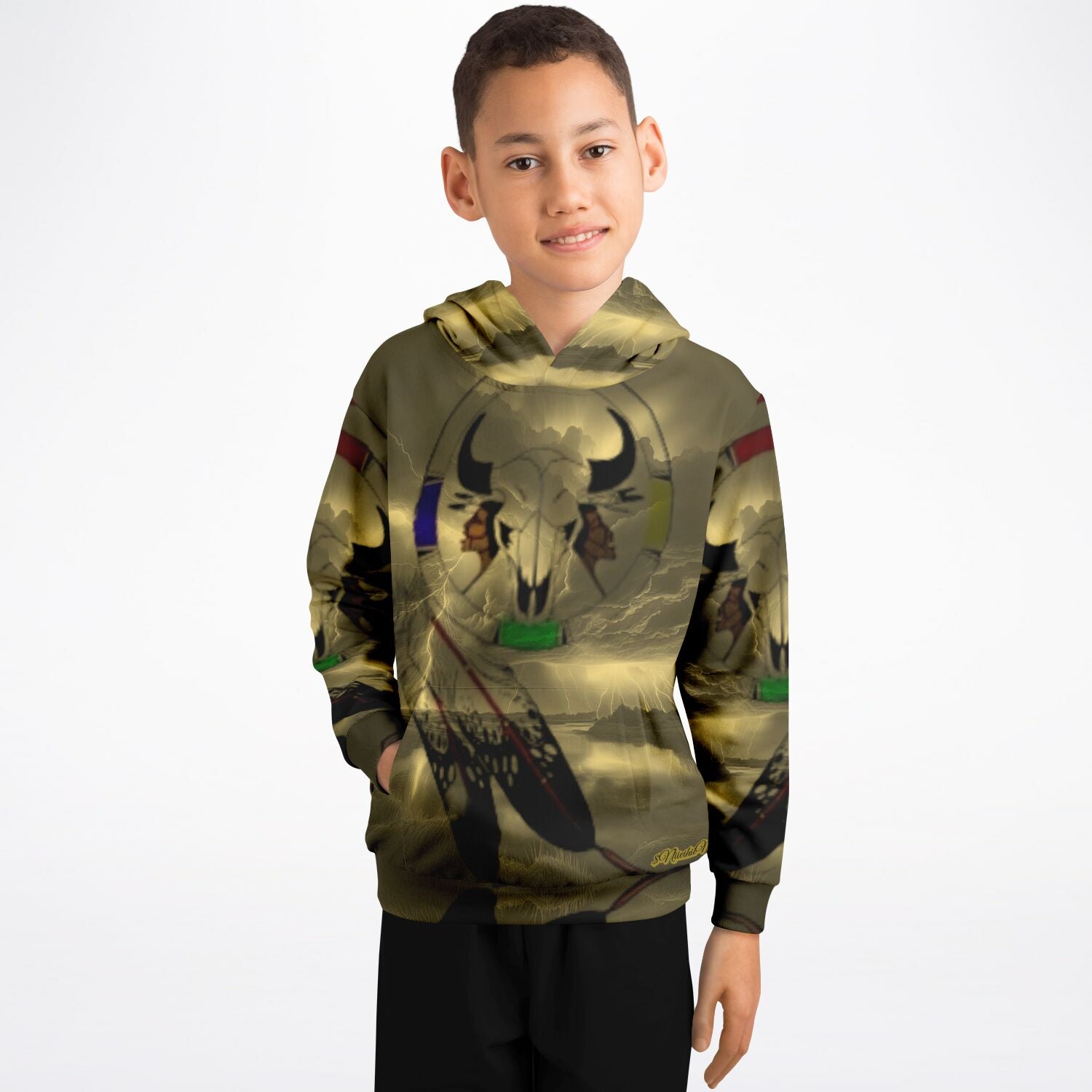 Northern Arapaho Tribe Logo Athletic Kids Hoodie - AOP