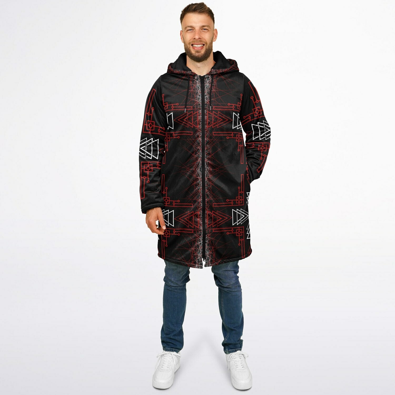 $NiieihiiNookei Microfleece Lined Zipper Cloak - AOP