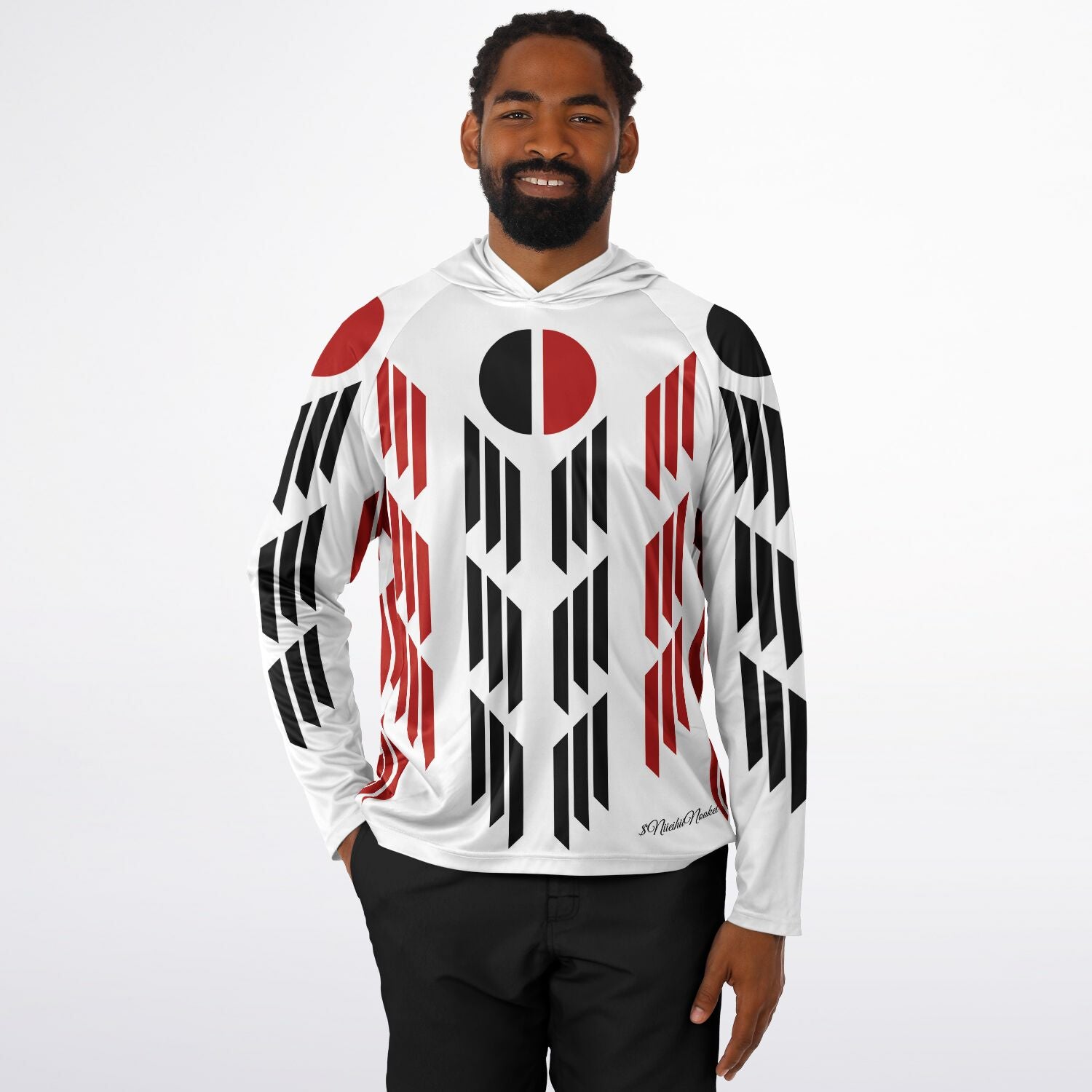 Arapaho Flag Long Sleeve Hooded Performance Shirt - AOP