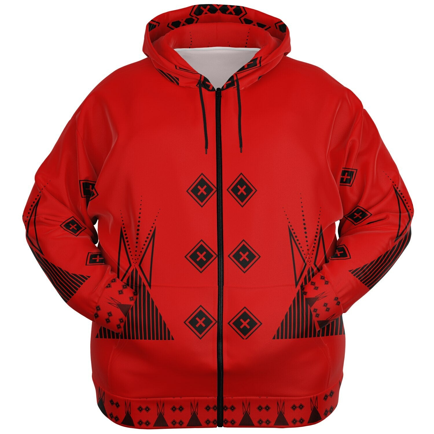 $NiieihiiNookei Fashion Plus-size Ziphoodie - AOP Red