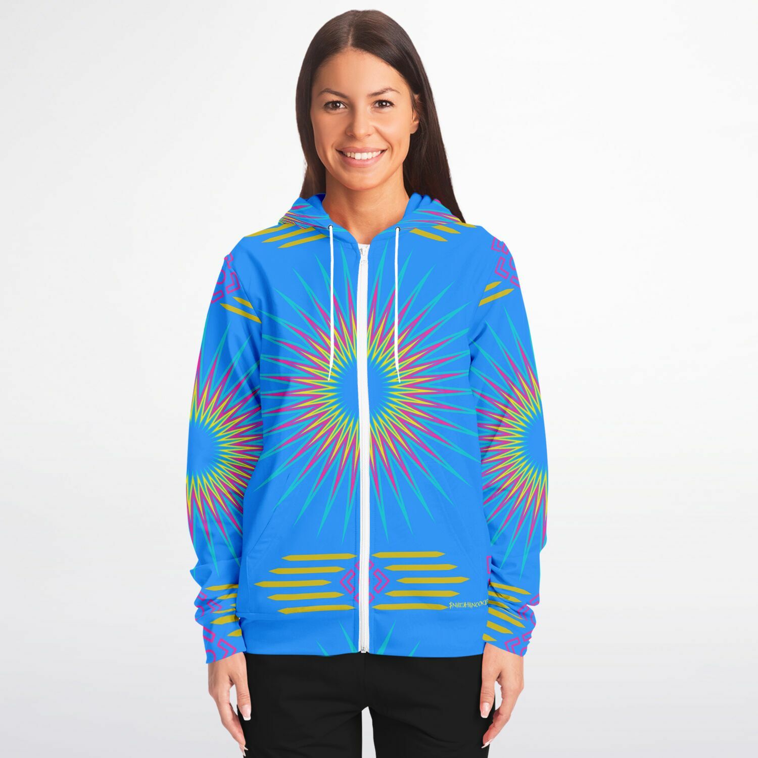 $NiieihiiNookei Fashion Zip-Up Hoodie - AOP Blue