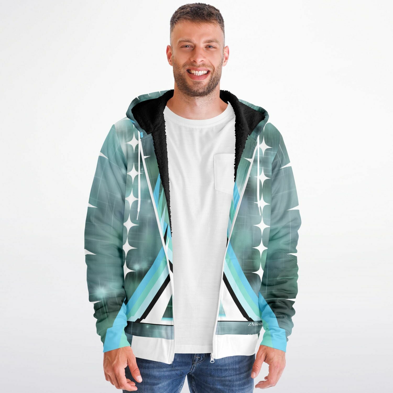 $NiieihiiNookei Microfleece Lined Ziphoodie - AOP