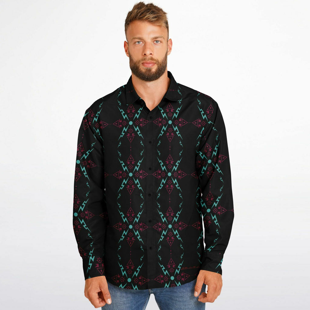 $NiieihiiNookei Long Sleeve Button Down Shirt - AOP