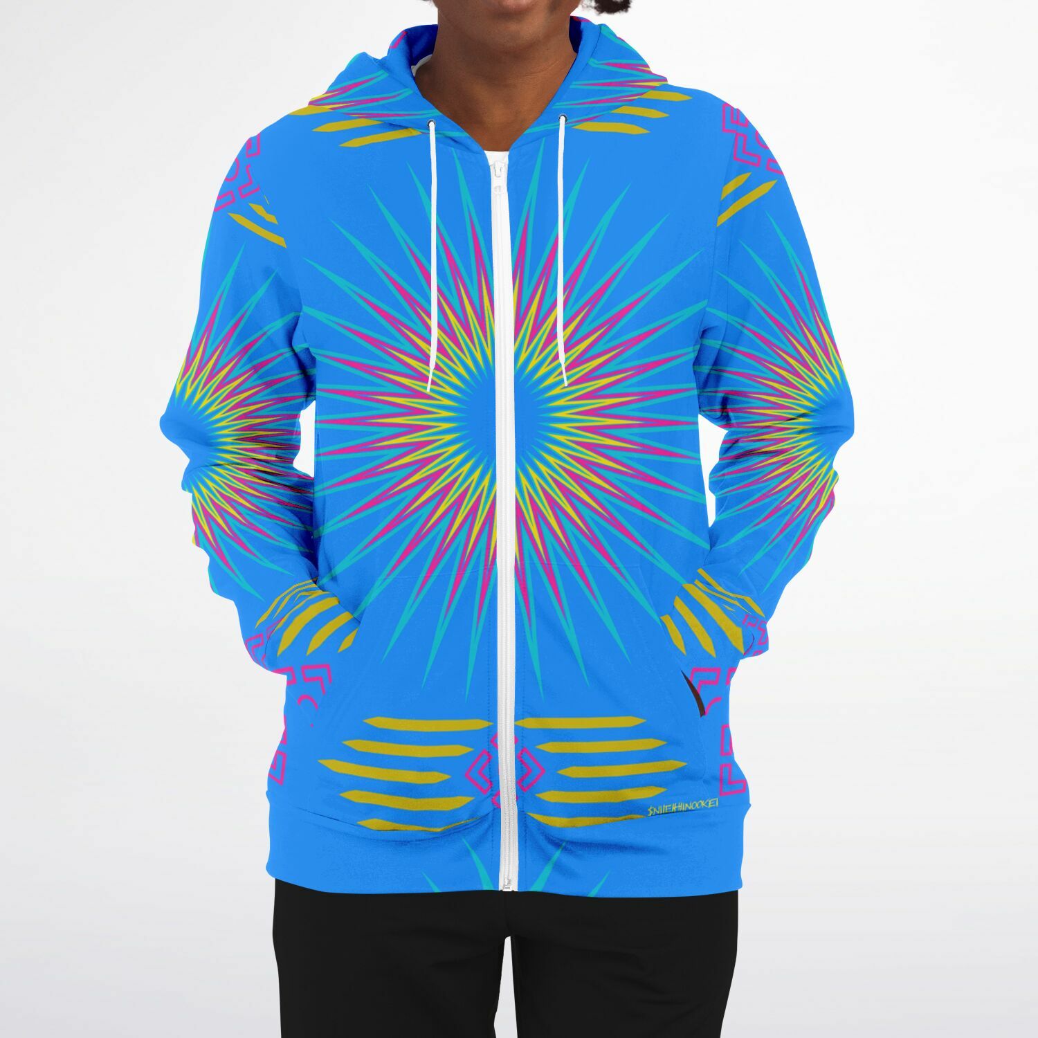 $NiieihiiNookei Fashion Zip-Up Hoodie - AOP Blue