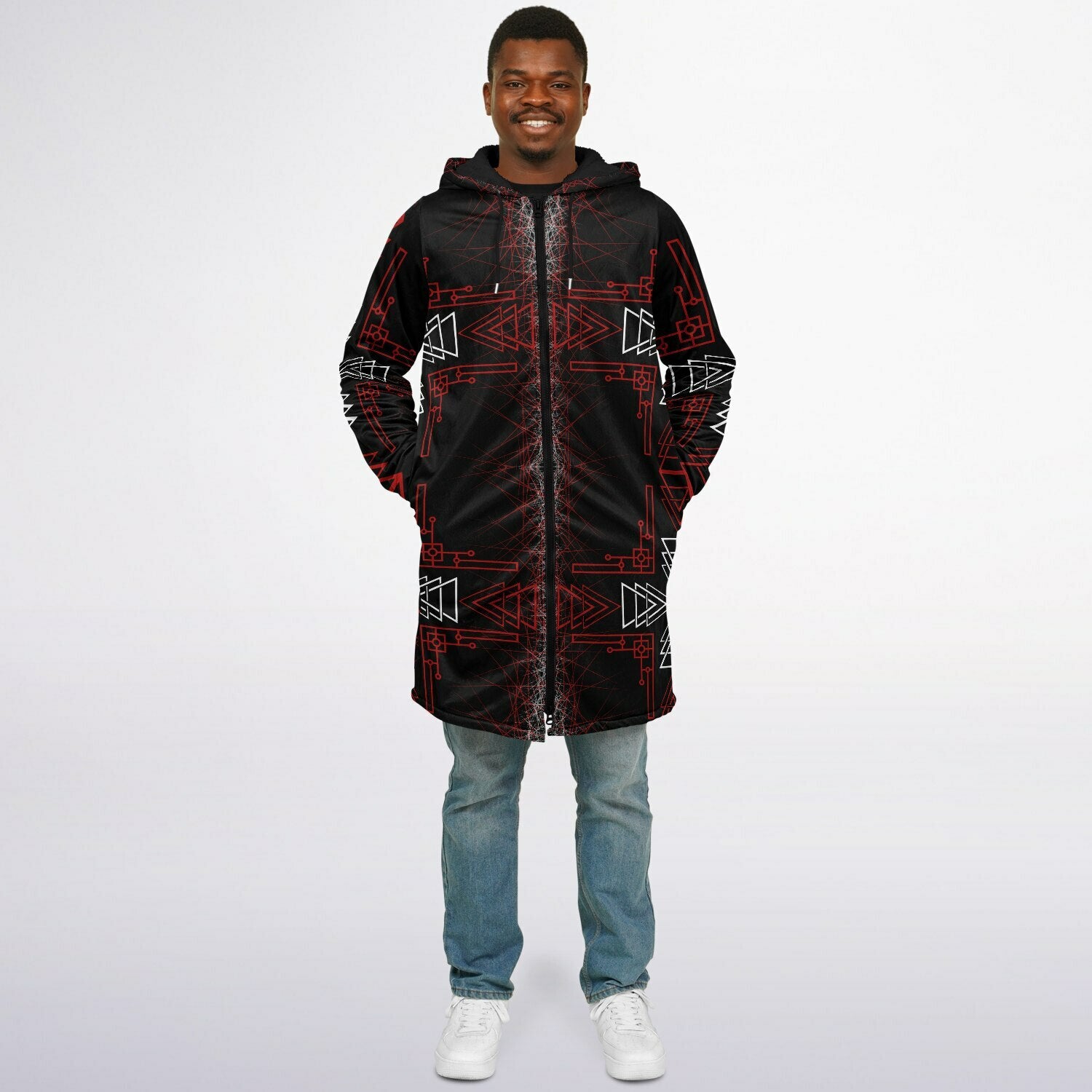 $NiieihiiNookei Microfleece Lined Zipper Cloak - AOP